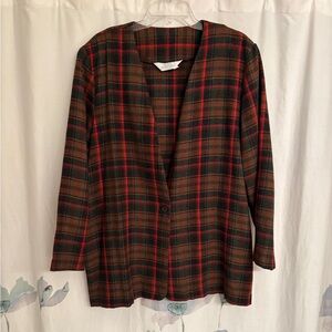 Vintage 80s - 90s Blair Boutique Plaid Blazer Jacket | Wool Blend | Women’s XL